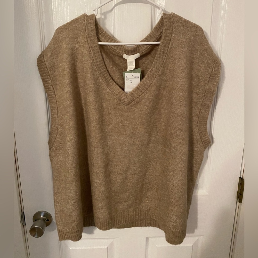 H&M, Tan Sweater Vest, XXL